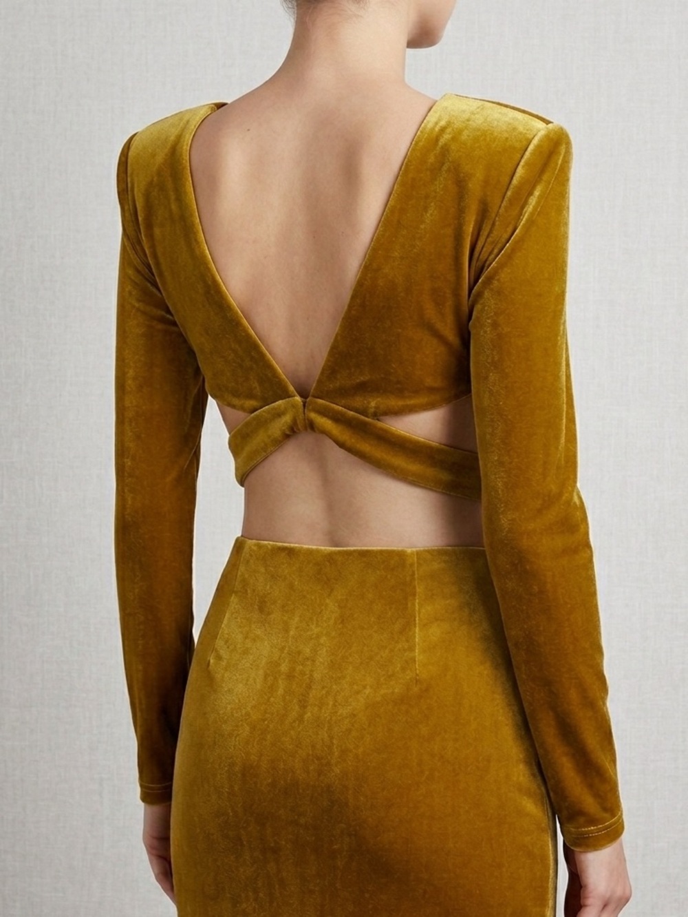 Miss Circle New York Velvet Long Sleeve Crop Top Size XS